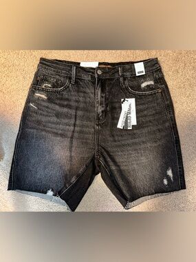 Ladies Black Washed Denim Shorts